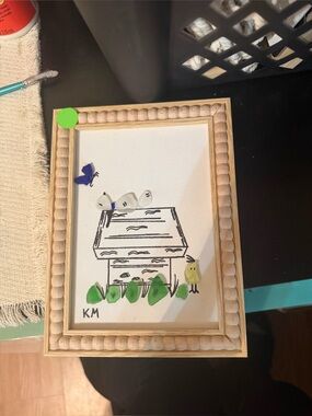 HANDMADE Framed SNOOPY Sea Glass Art